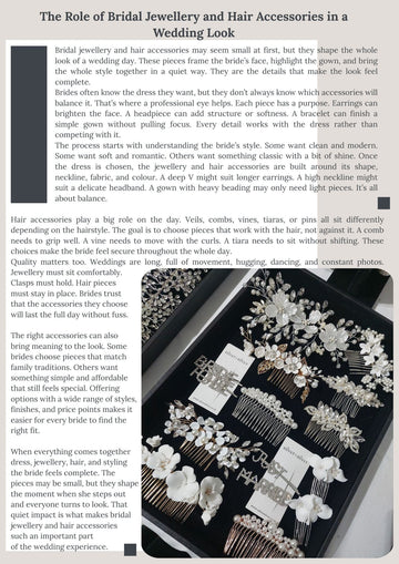 The Role of Bridal Jewellery and Hair Accessories in a Wedding Look