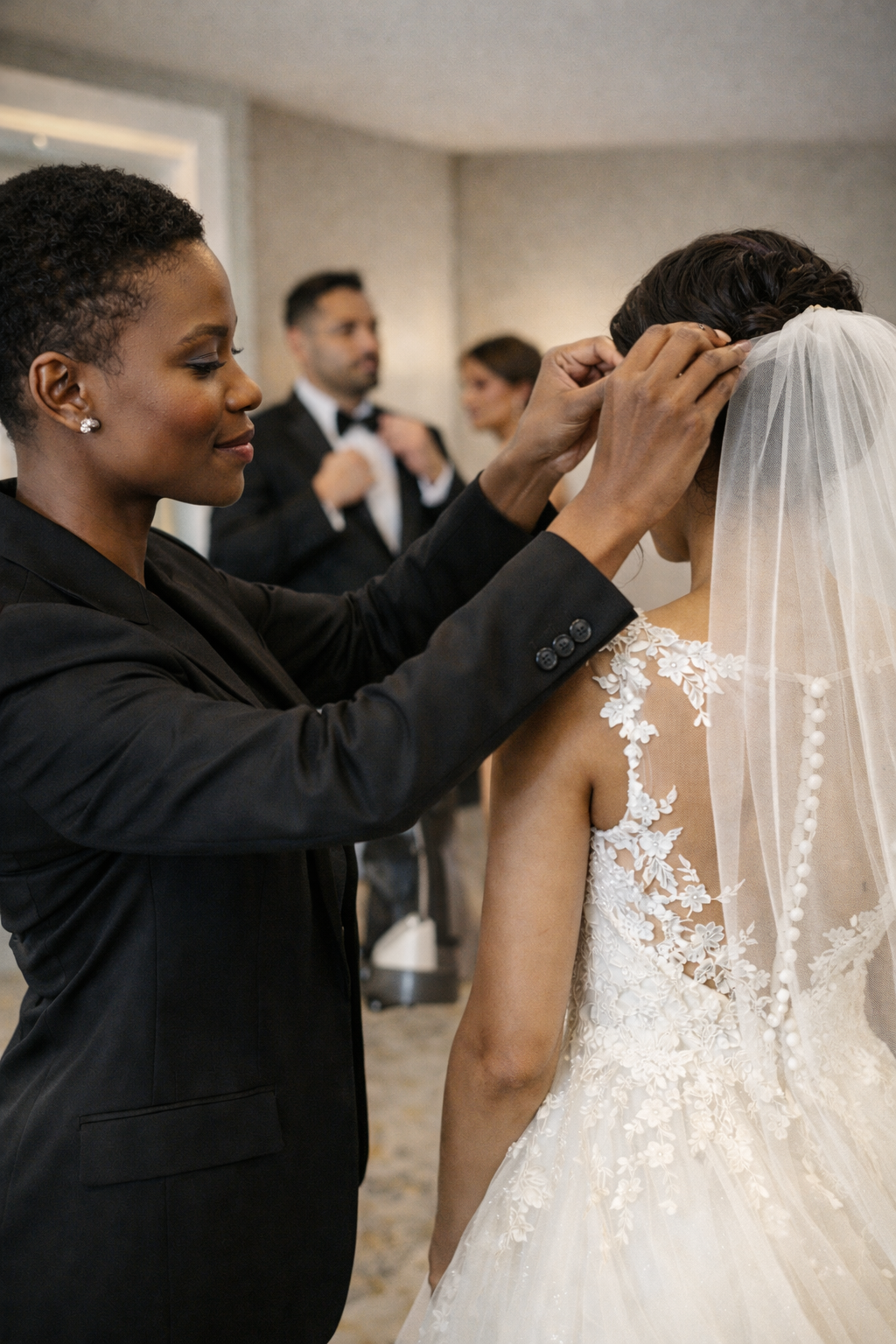 mobile bridal dresser steaming wedding dress London hotel bride preparation