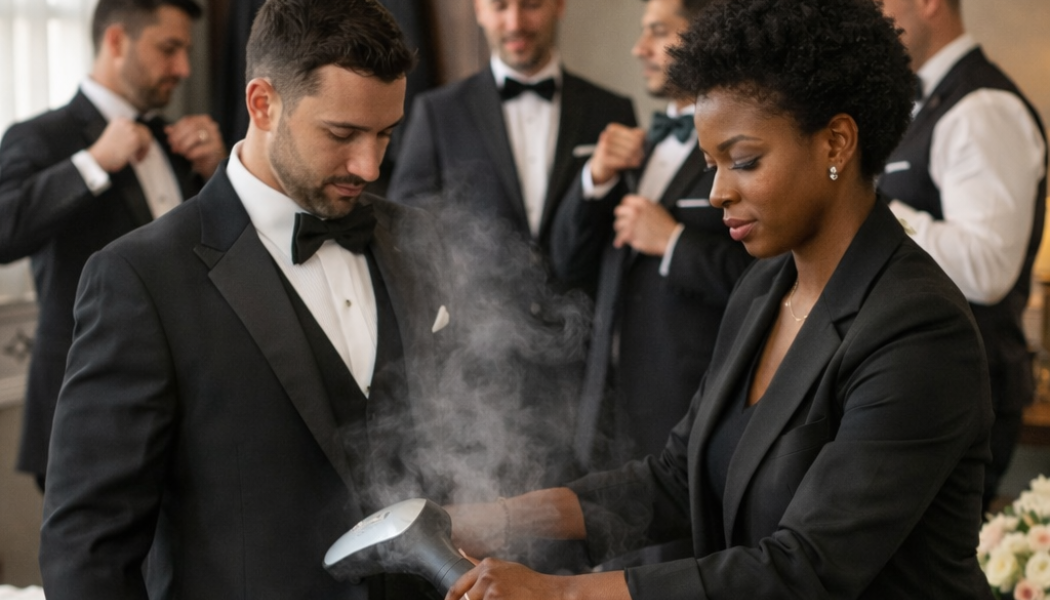 mobile bridal dresser steaming wedding dress London hotel bride preparation