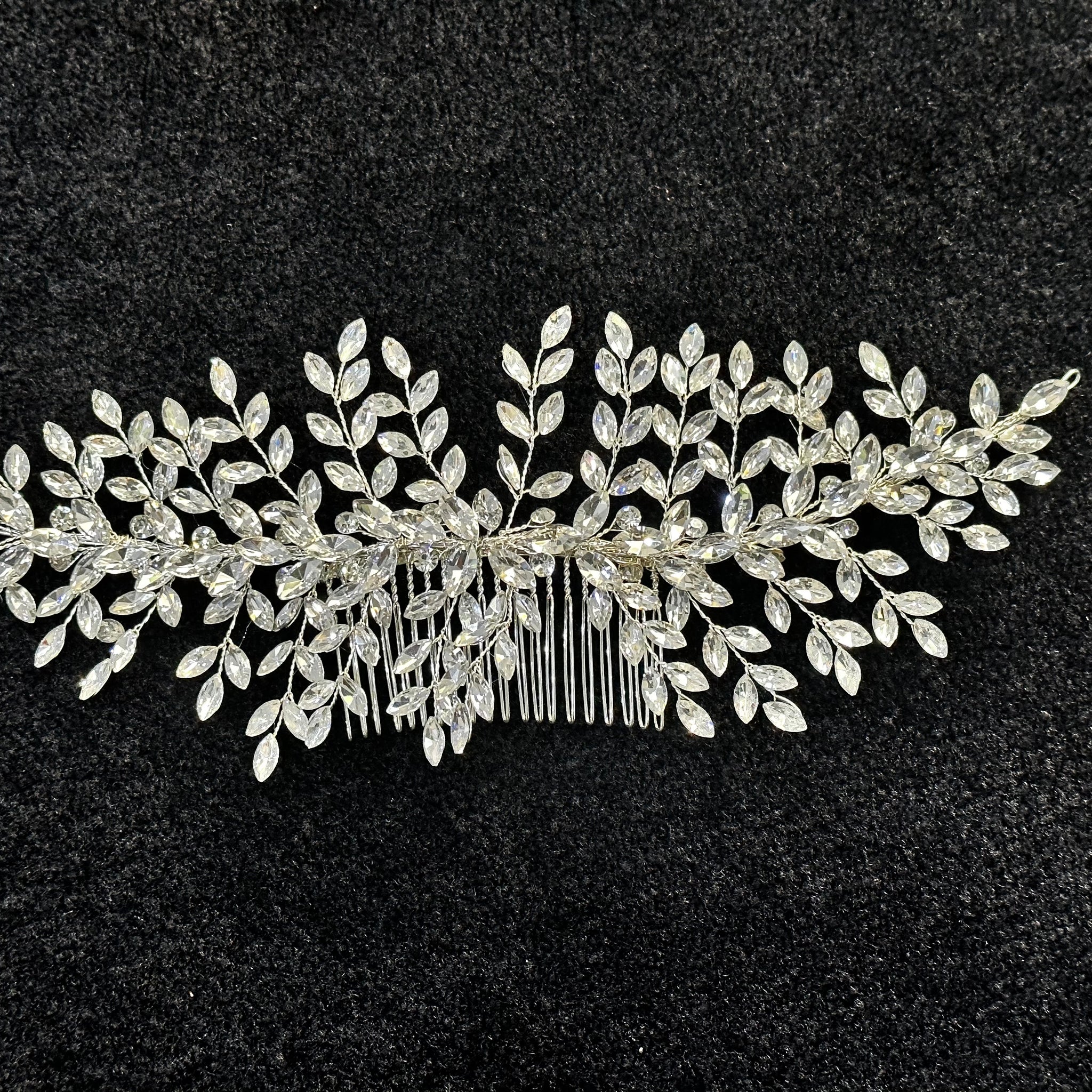 Large Petal Shaped Rhinestone Hair Comb