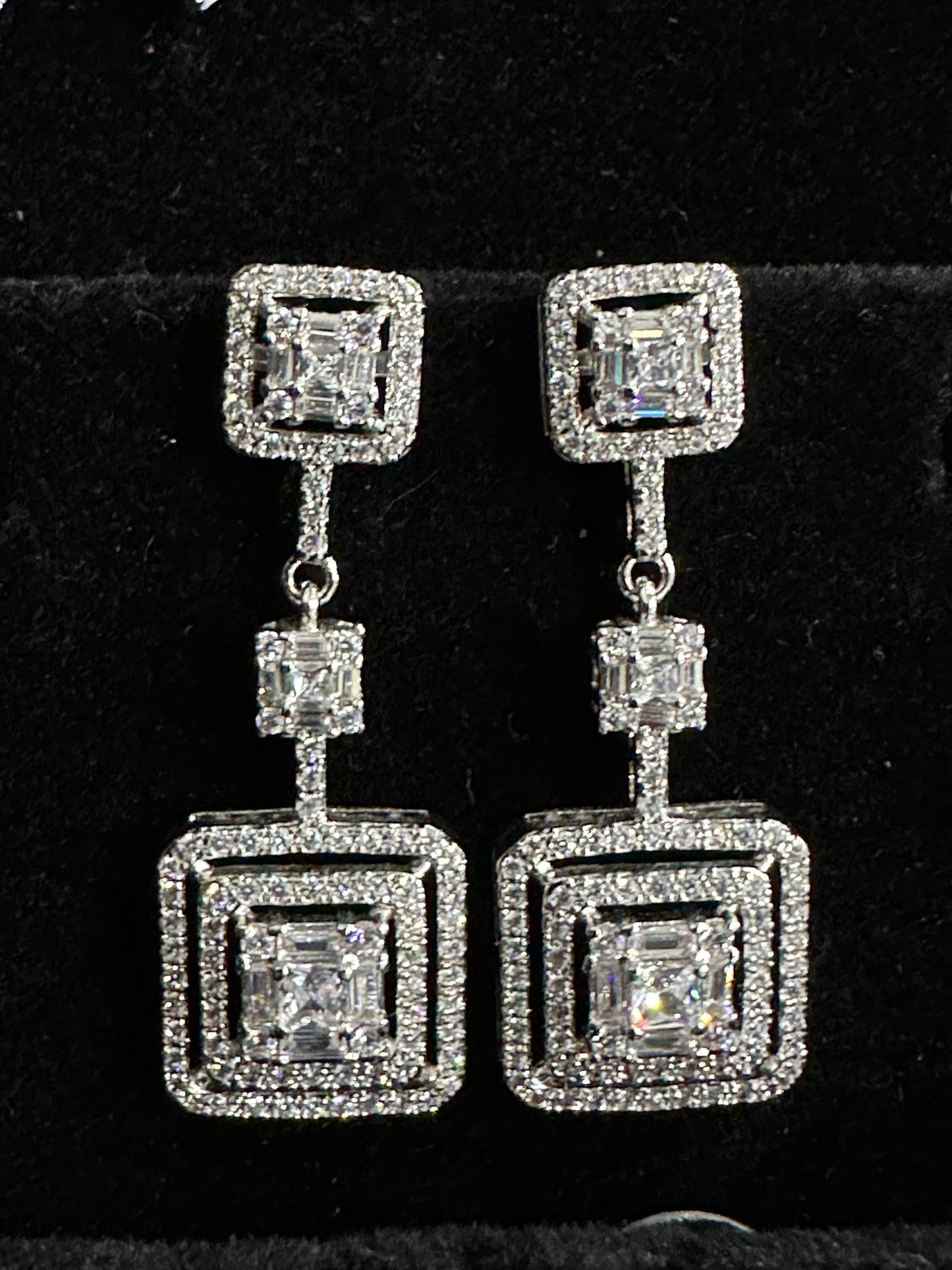 Double Square Drop Earrings