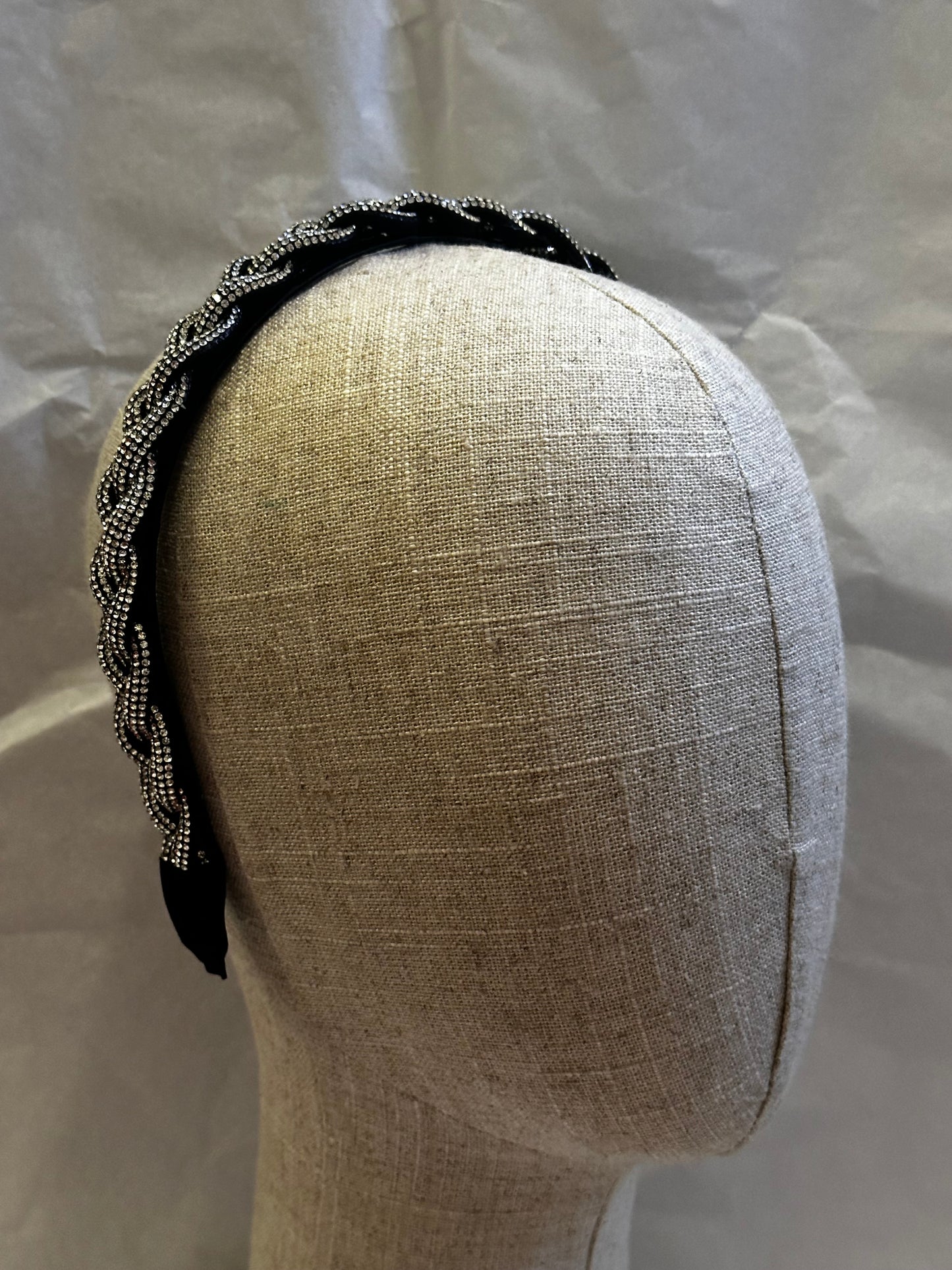 Black Velvet Crystal Plaited Headband