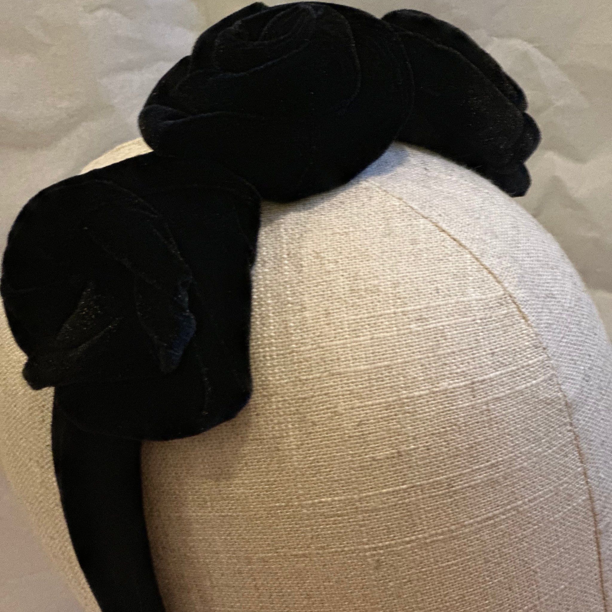 Black Velvet Roses Headband