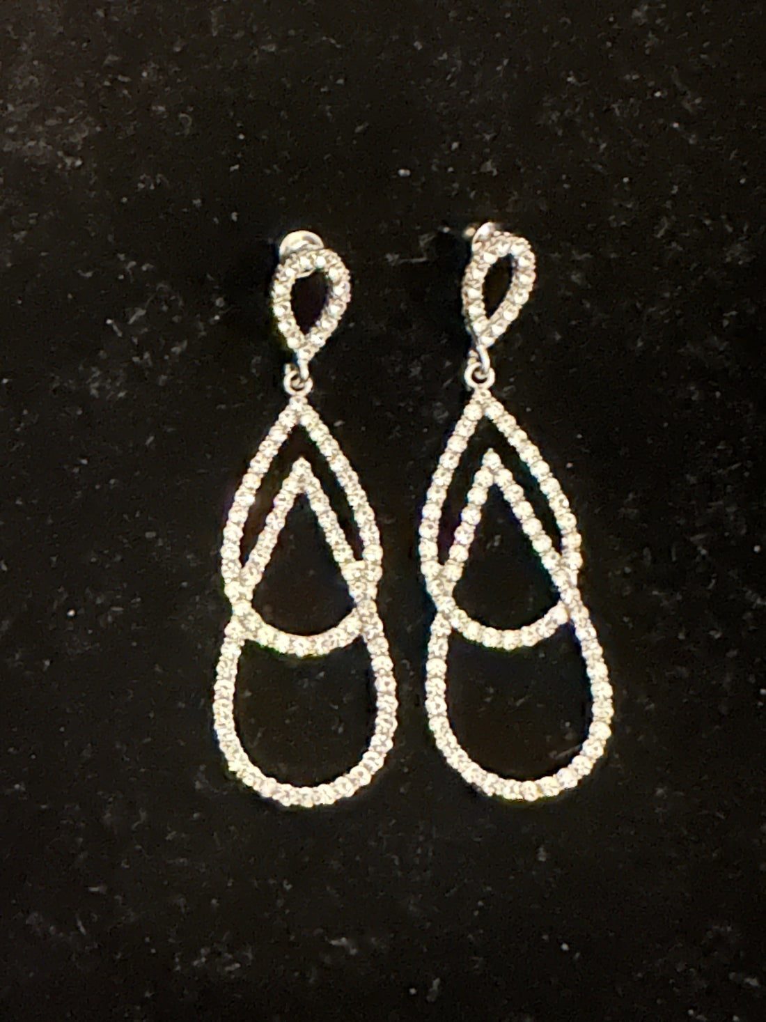 Long Silver Triple Teardrop Earrings