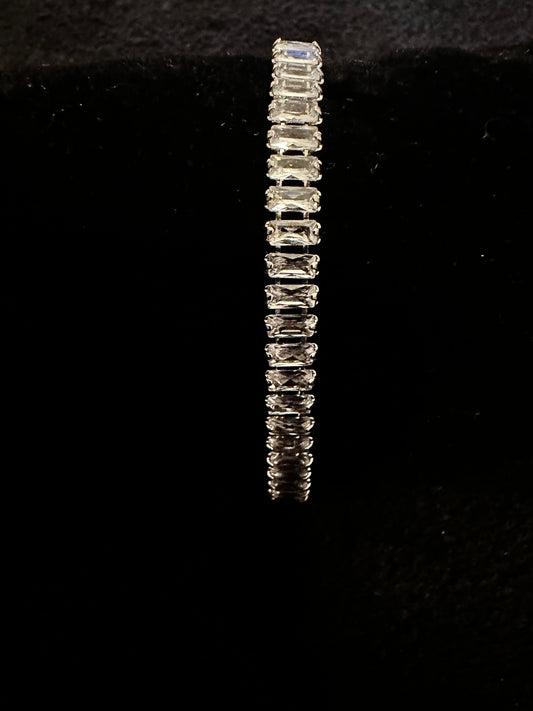 Luxury Silver Cubic Zirconia Bracelet w Extension Bar