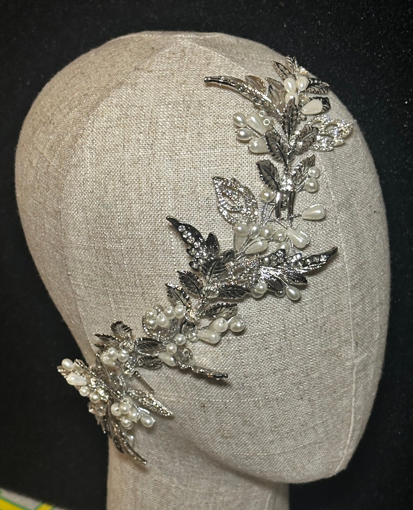 Silver Pearl and Leaf Headpiece