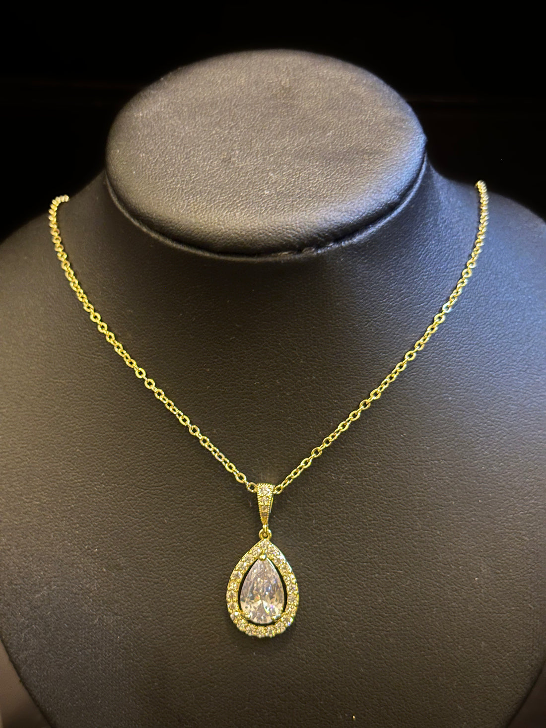 Gold Colour Teardrop Necklace