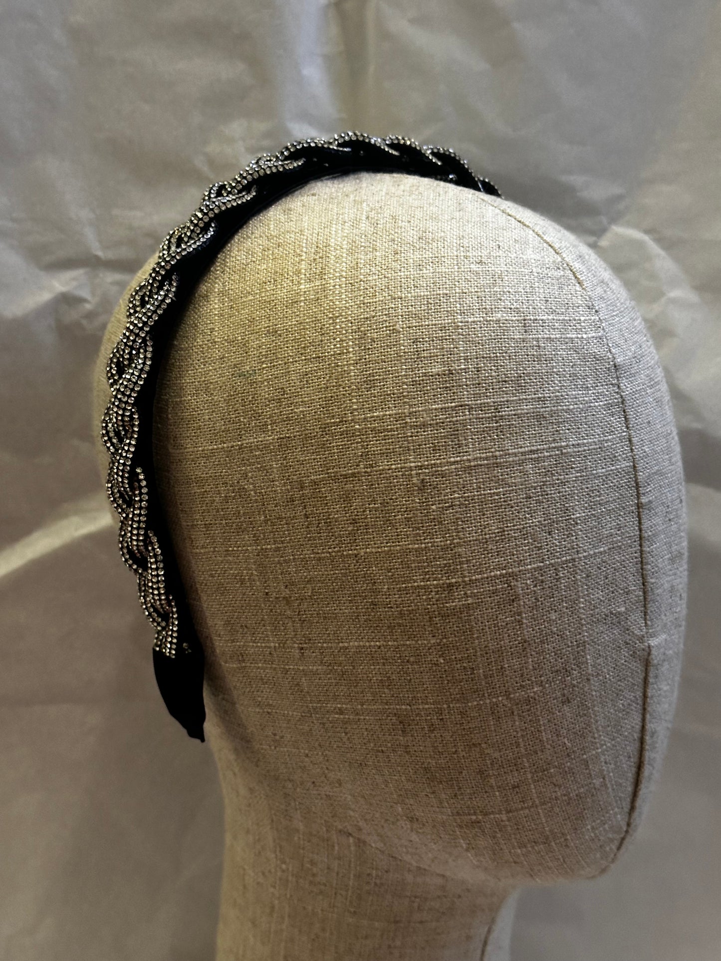 Black Velvet Crystal Plaited Headband