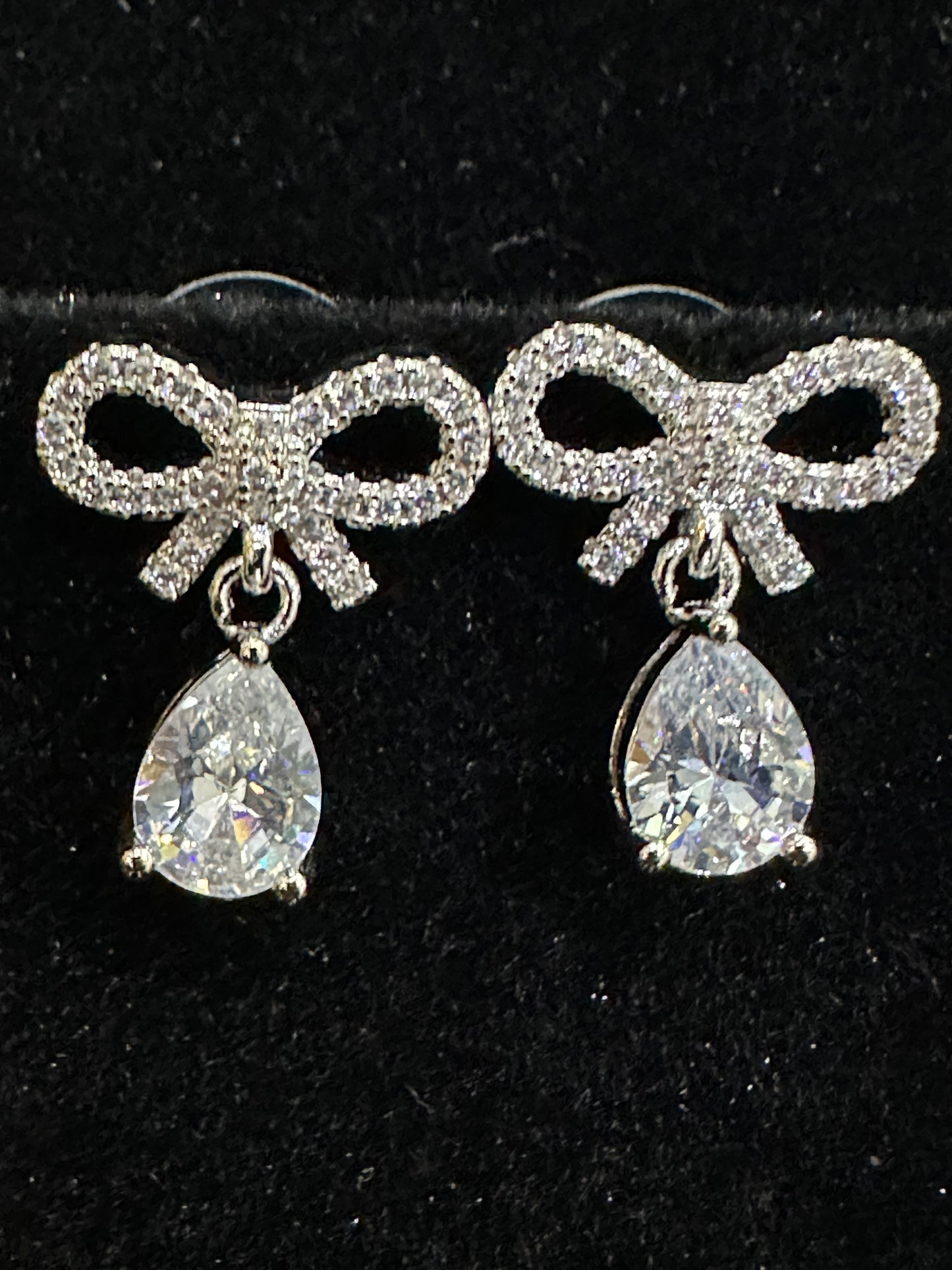 Crystal Bow Drop Earrings