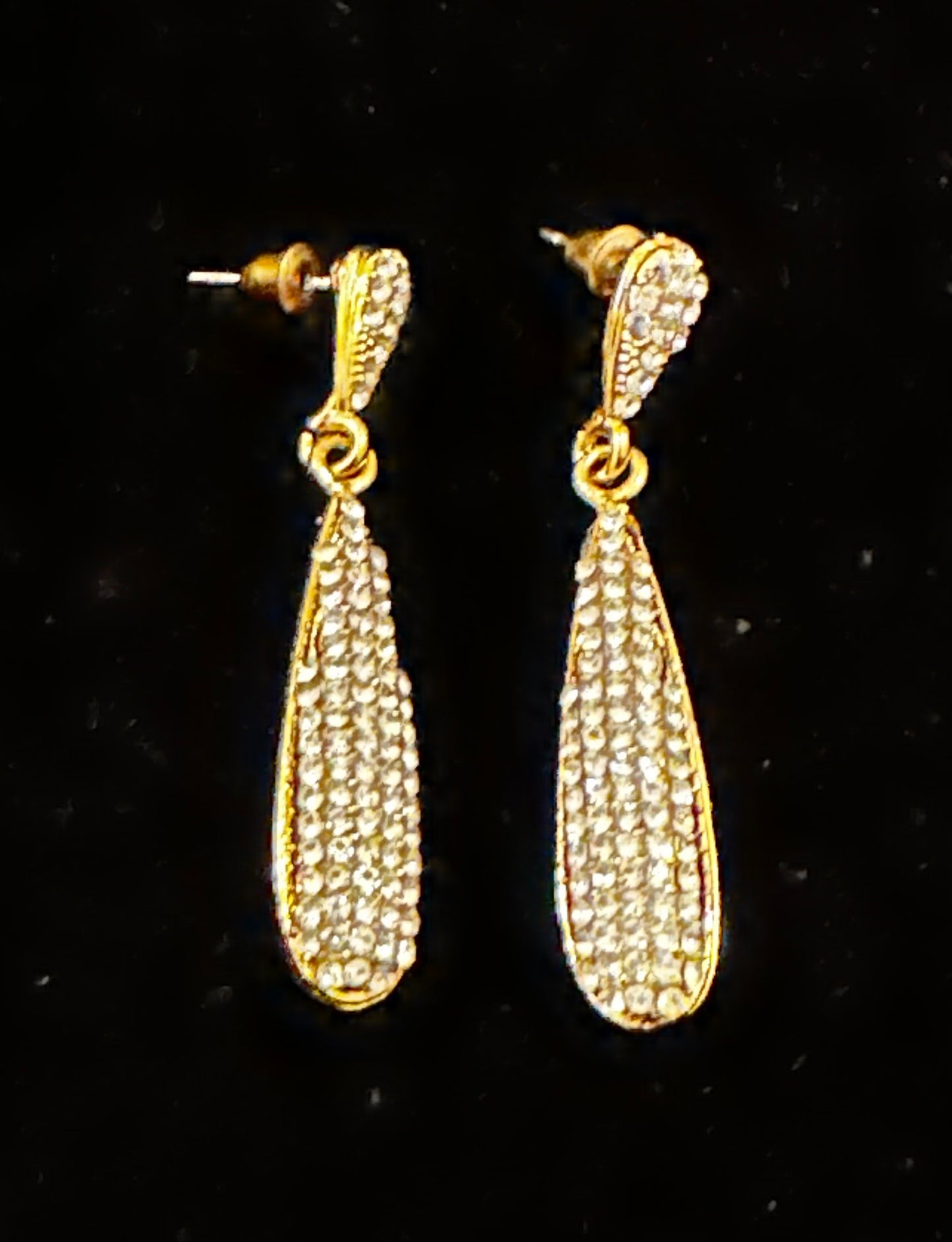 Pave Gold Teardrop Earrings