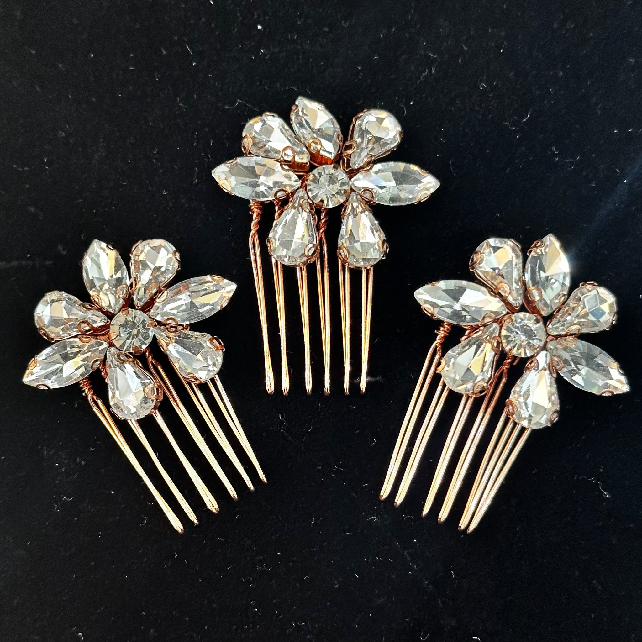 Rose Gold Mini Hair Comb x 3