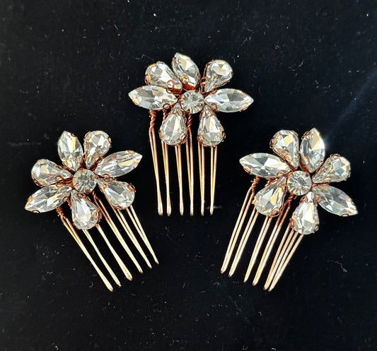 Rose Gold Mini Hair Comb x 3