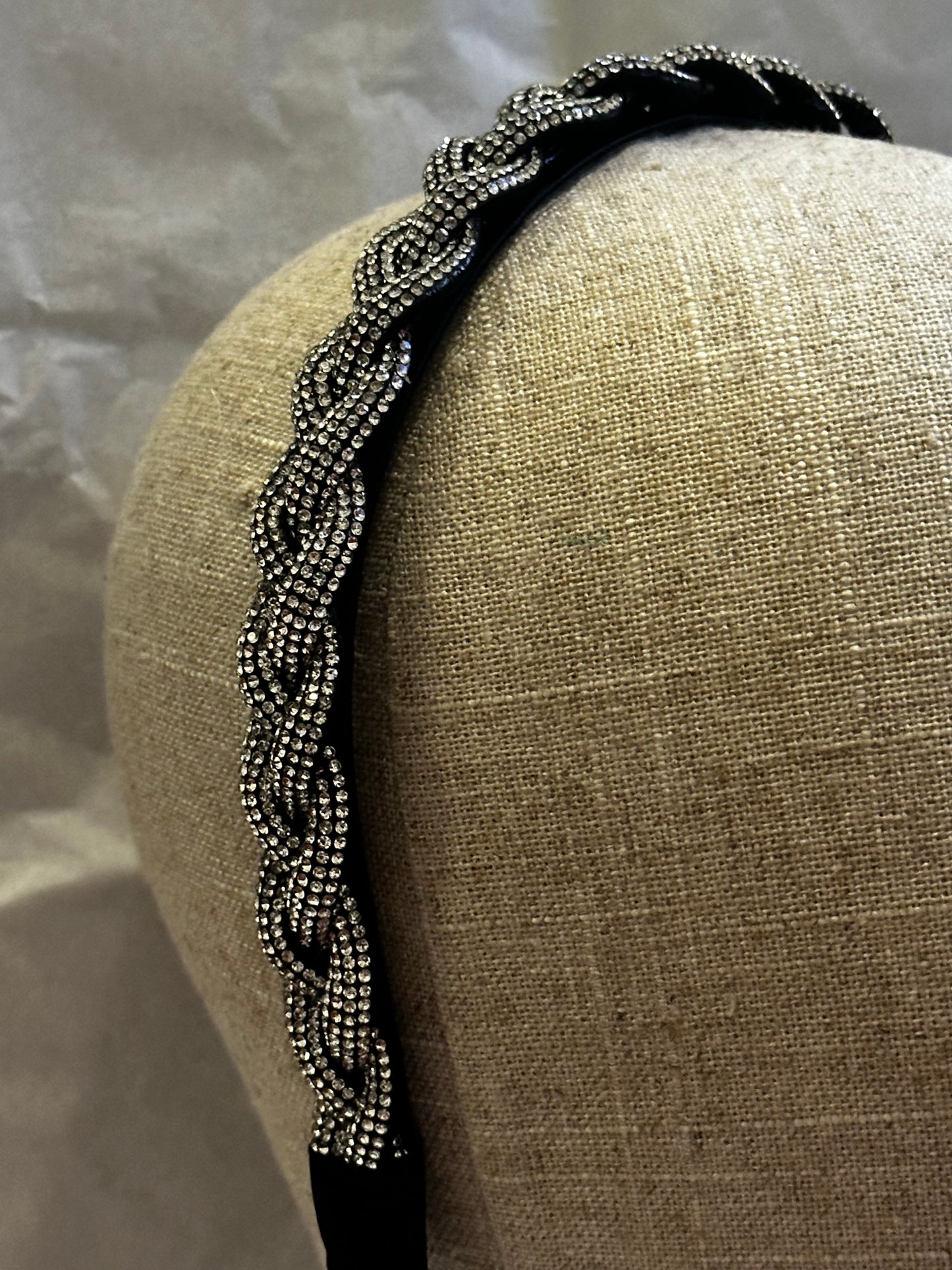 Black Velvet Crystal Plaited Headband