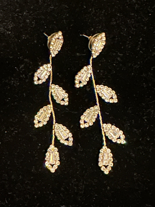 Long Gold Petal Drop Earrings