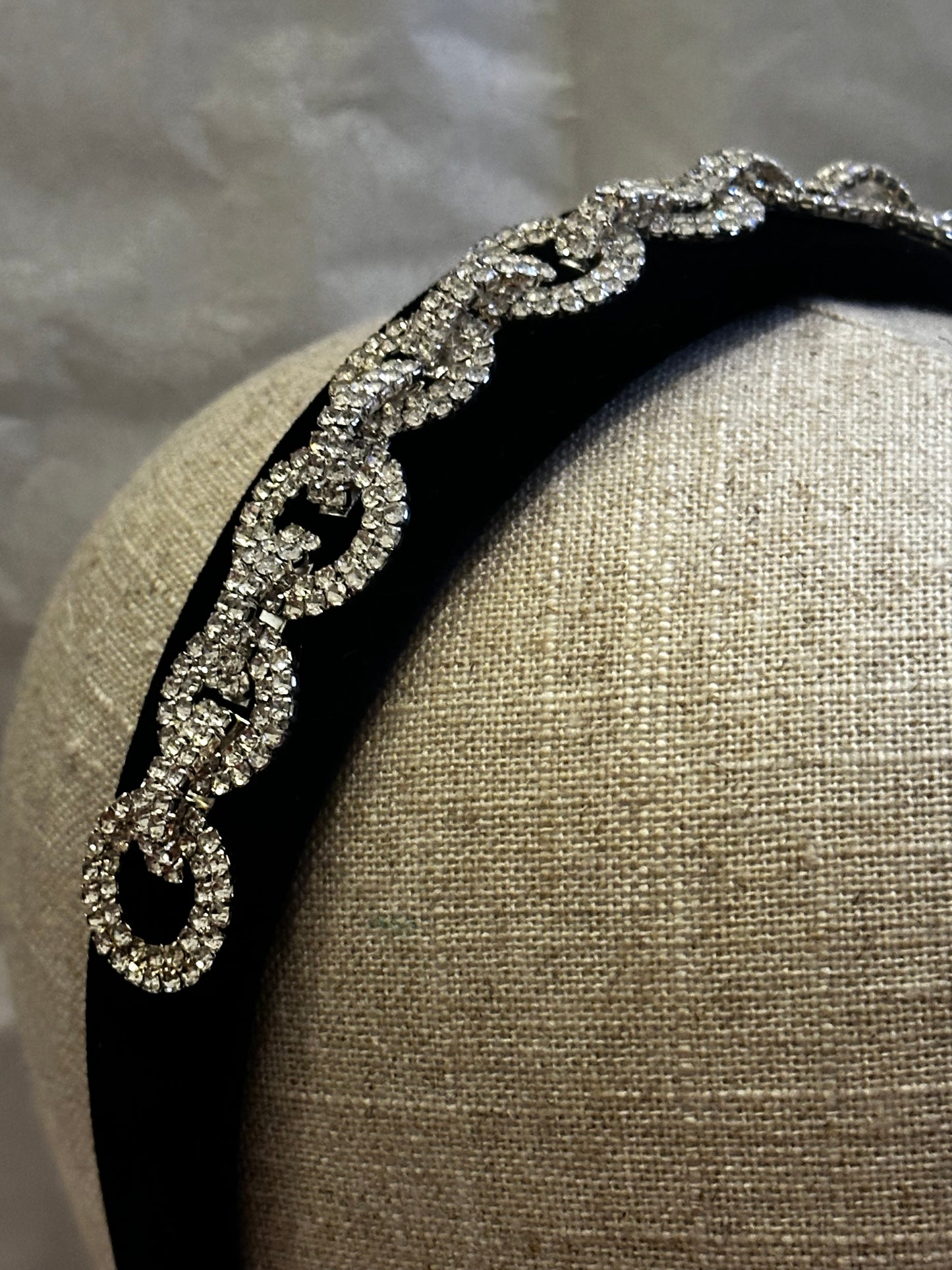 Black Velvet Crystal Chain Link Headband