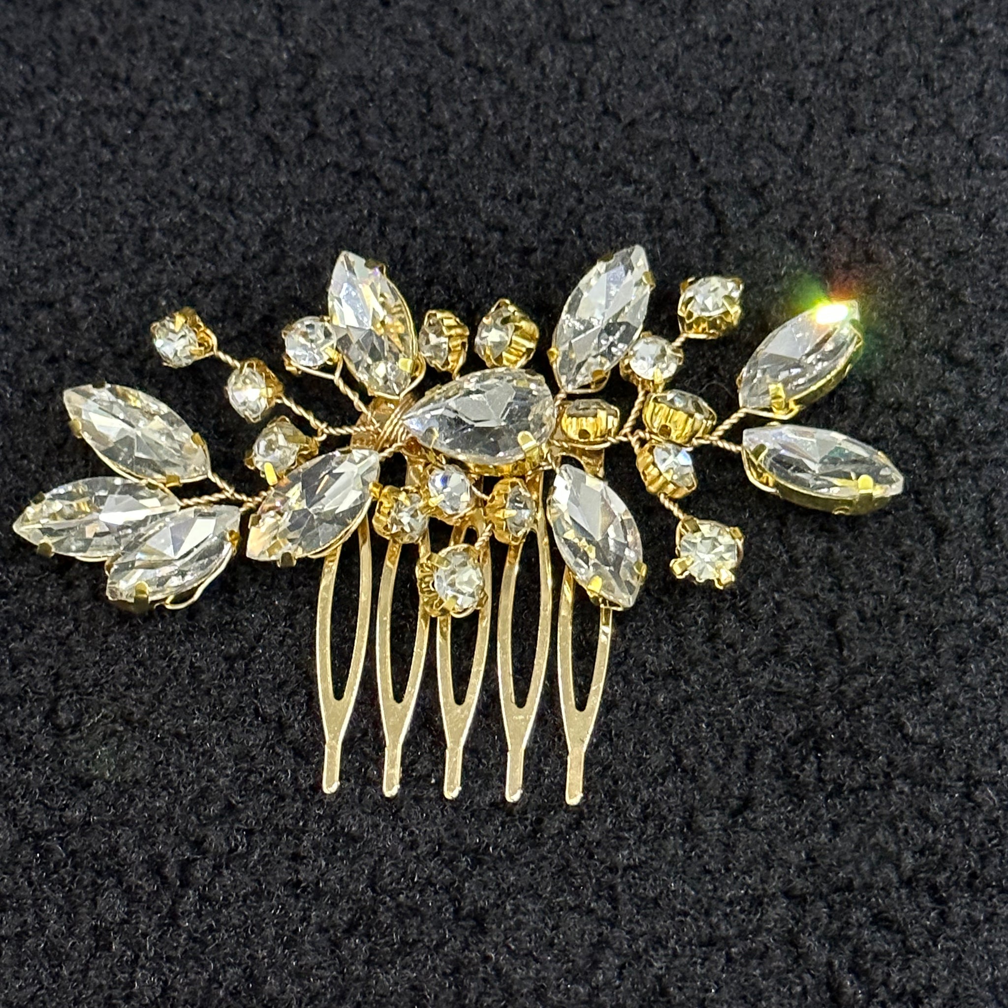 Gold Crystal Burst Hair Comb