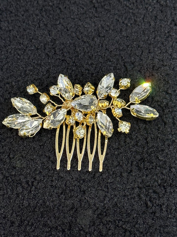 Gold Crystal Burst Hair Comb