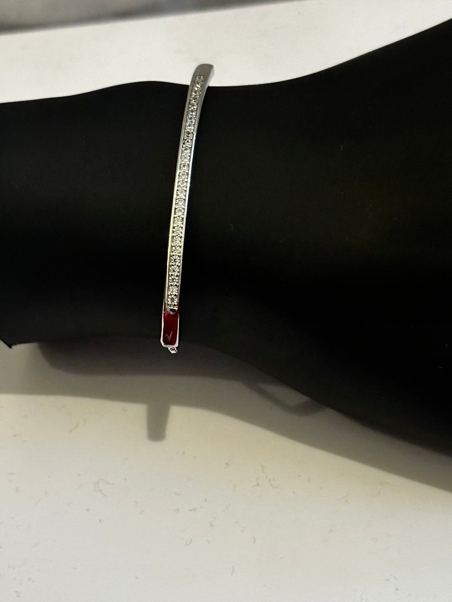 Silver Adjustable Cubic Zirconia Bangle