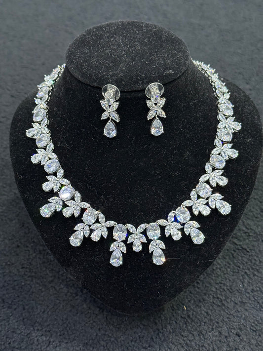 A Statement Crystal Necklace and Earrings Set