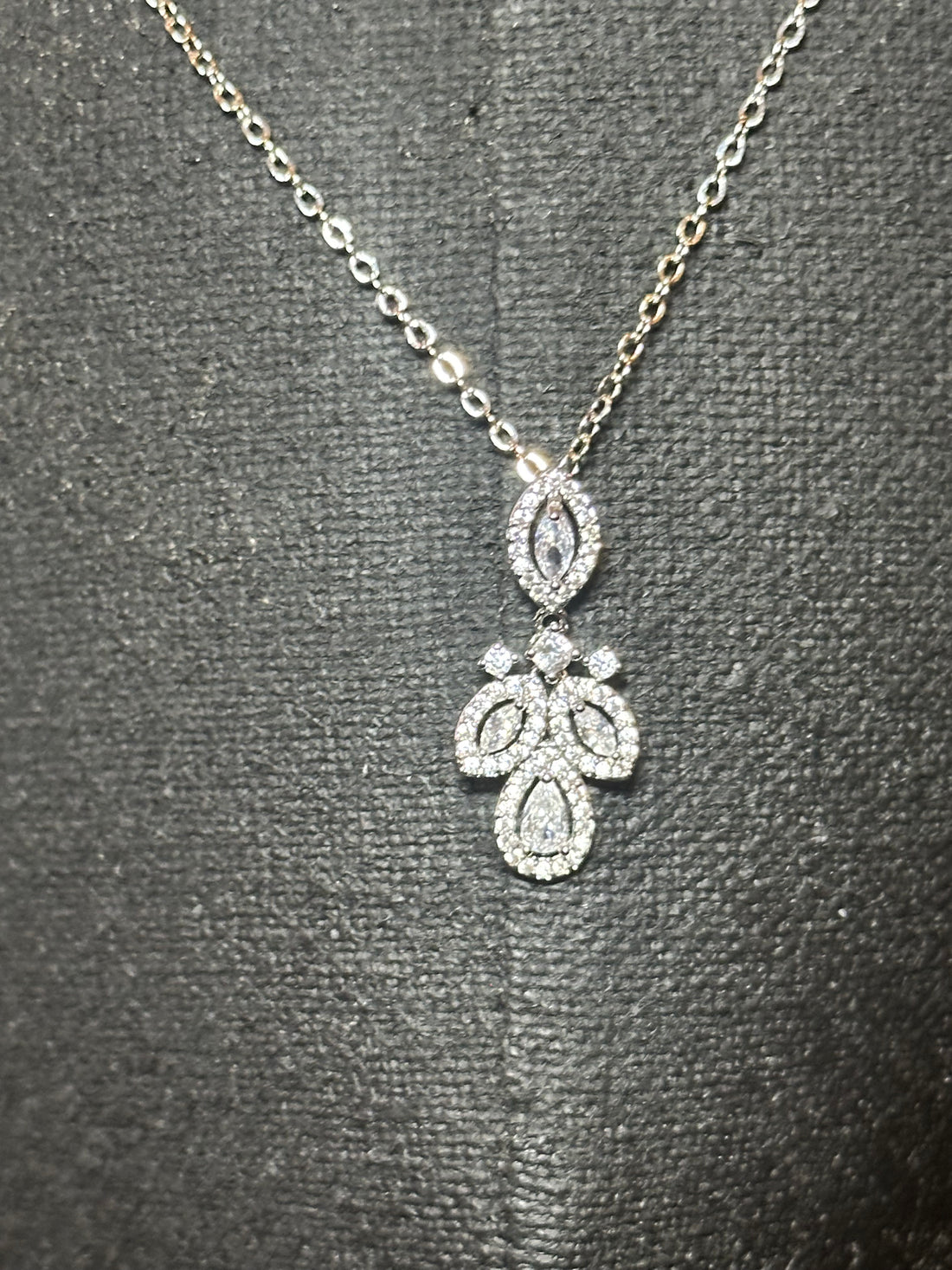 4 Petal CZ Water Drop Necklace