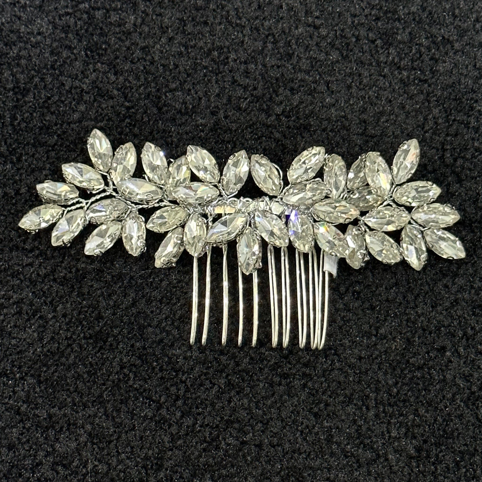 Medium Size Silver Crystal Hair Comb