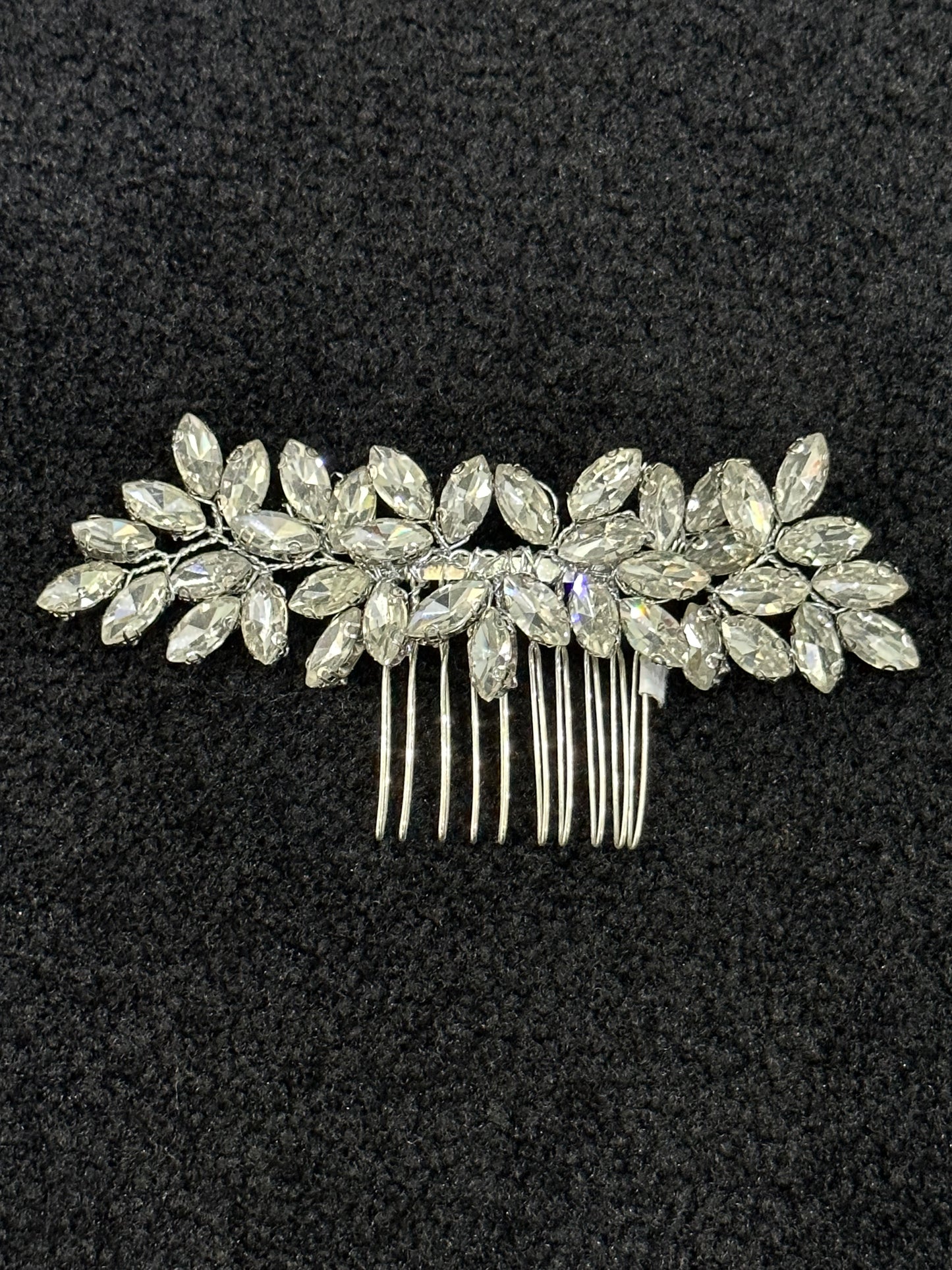 Medium Size Silver Crystal Hair Comb