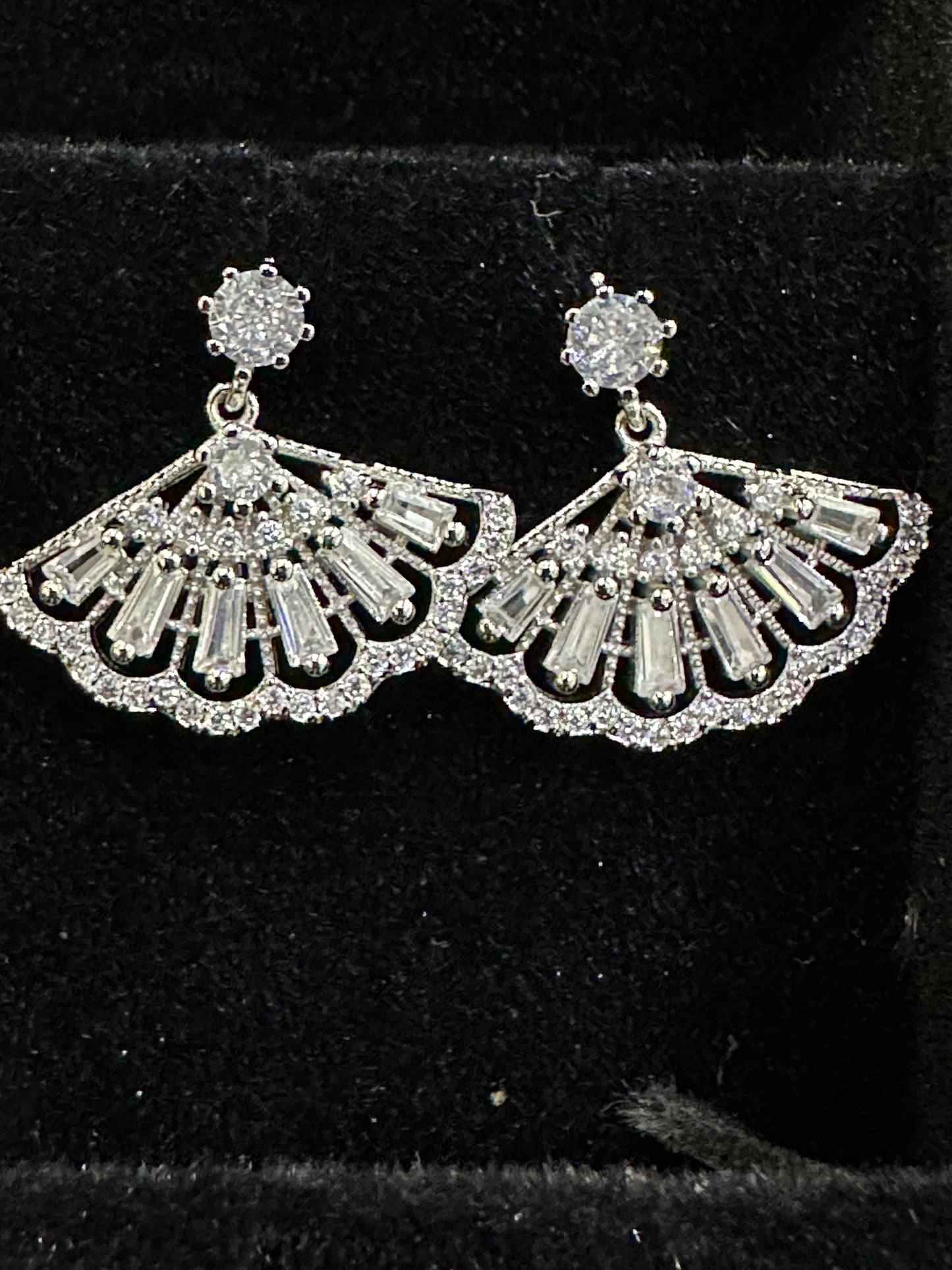 Crystal Fan Drop Earrings