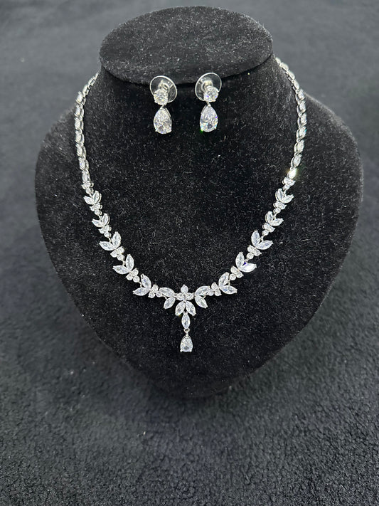 Crystal Drop Necklace and Earrings Set