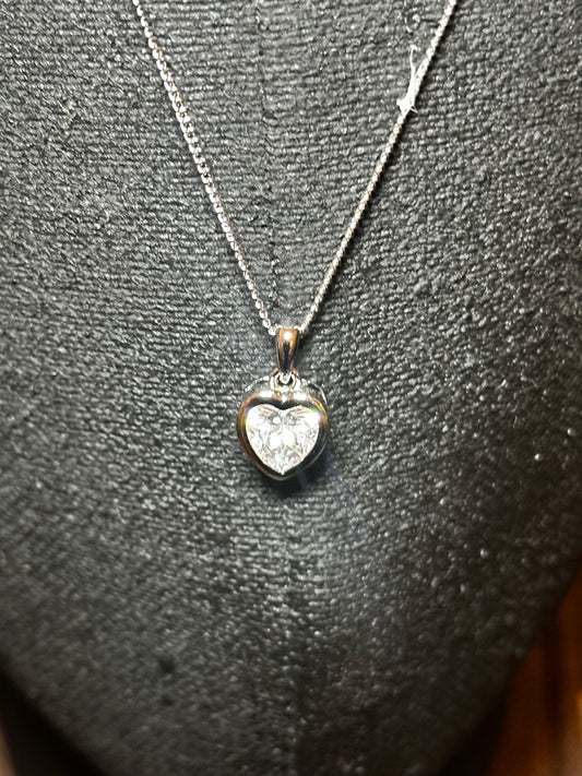 Silver Crystal Heart Necklace