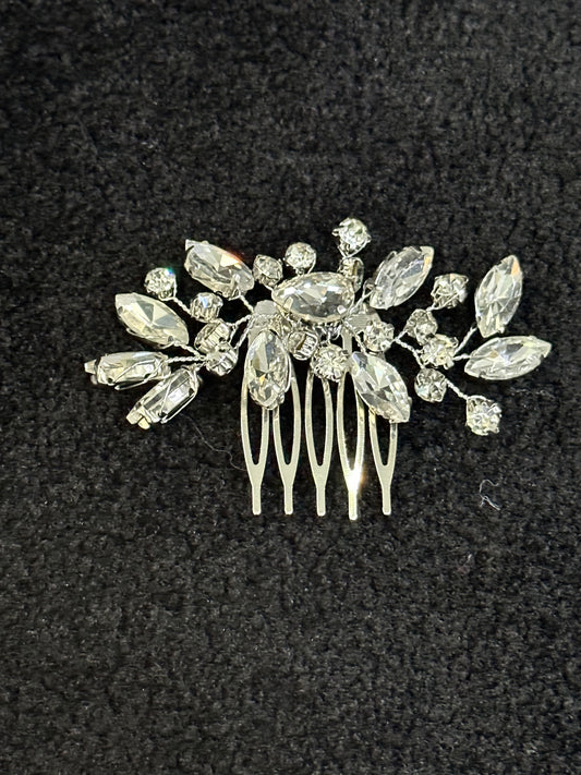 Silver Crystal Burst Hair Comb