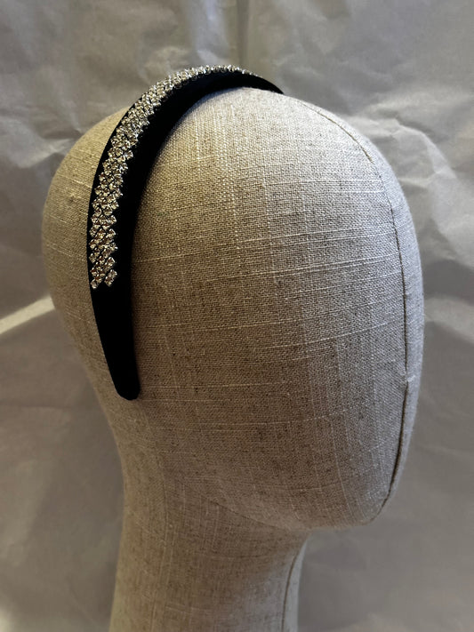 Black Velvet Crystal Headband