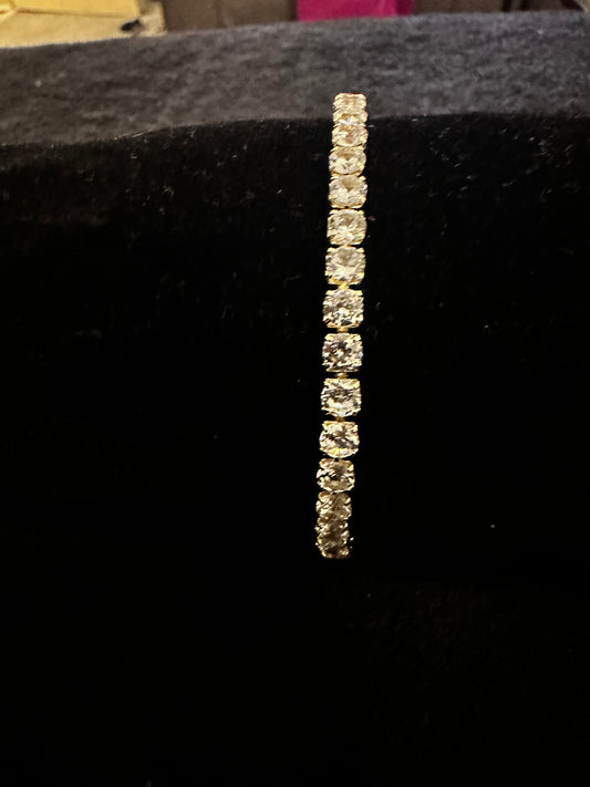 5mm Cubic Zirconia Gold Bracelet