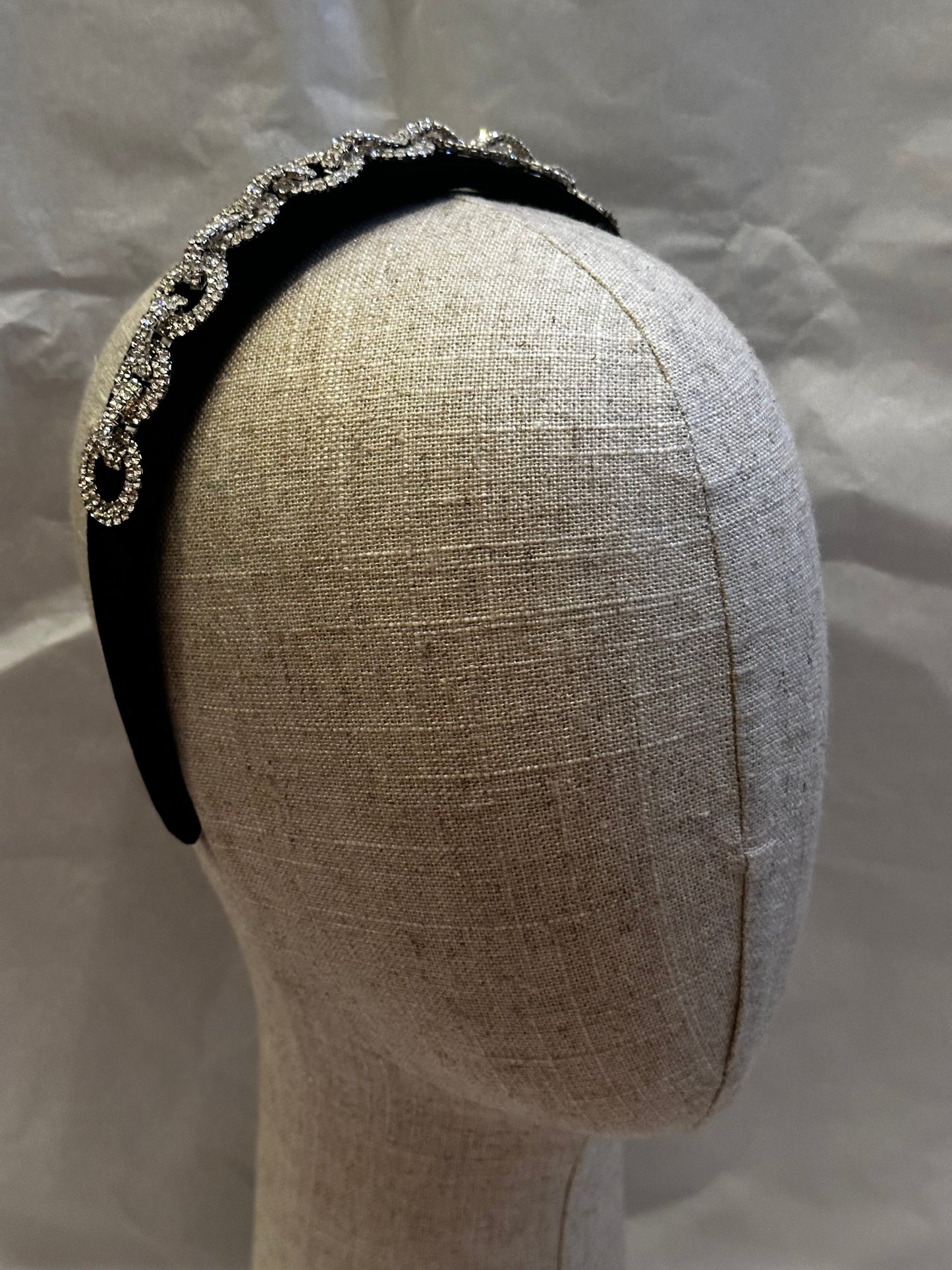 Black Velvet Crystal Chain Link Headband