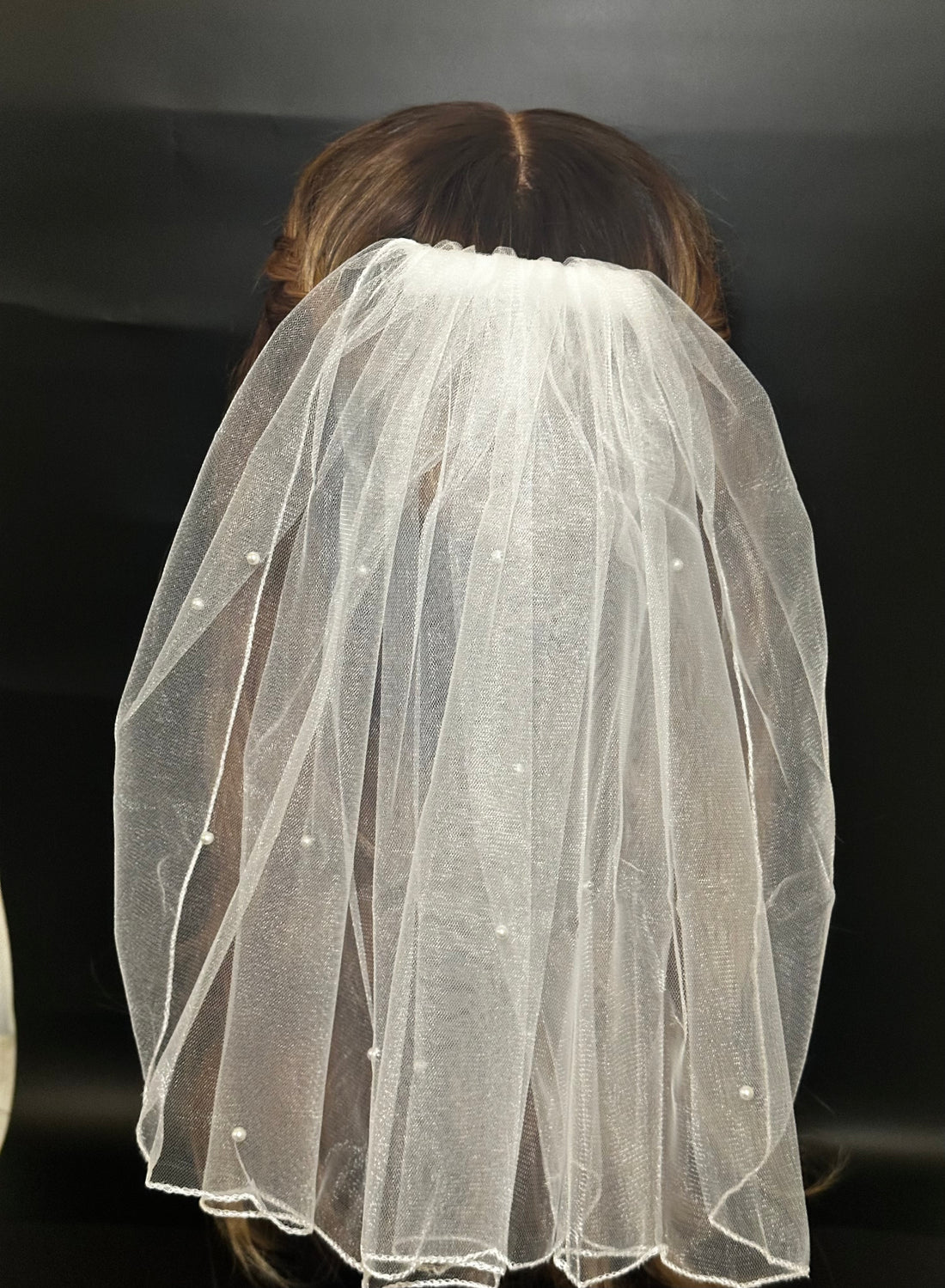 Short Pearl Veil with Trim Edge