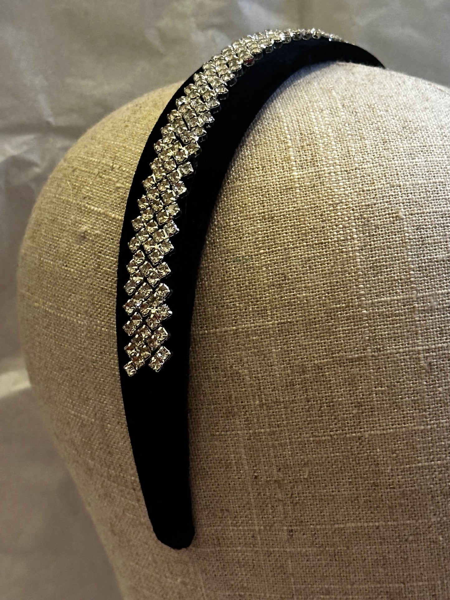 Black Velvet Crystal Headband