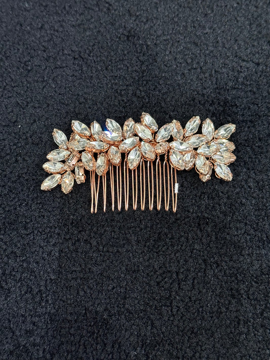 Medium Size Rose Gold Crystal Hair Comb