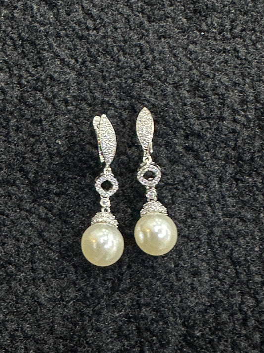 Rhinestones and Pearl drop earrings