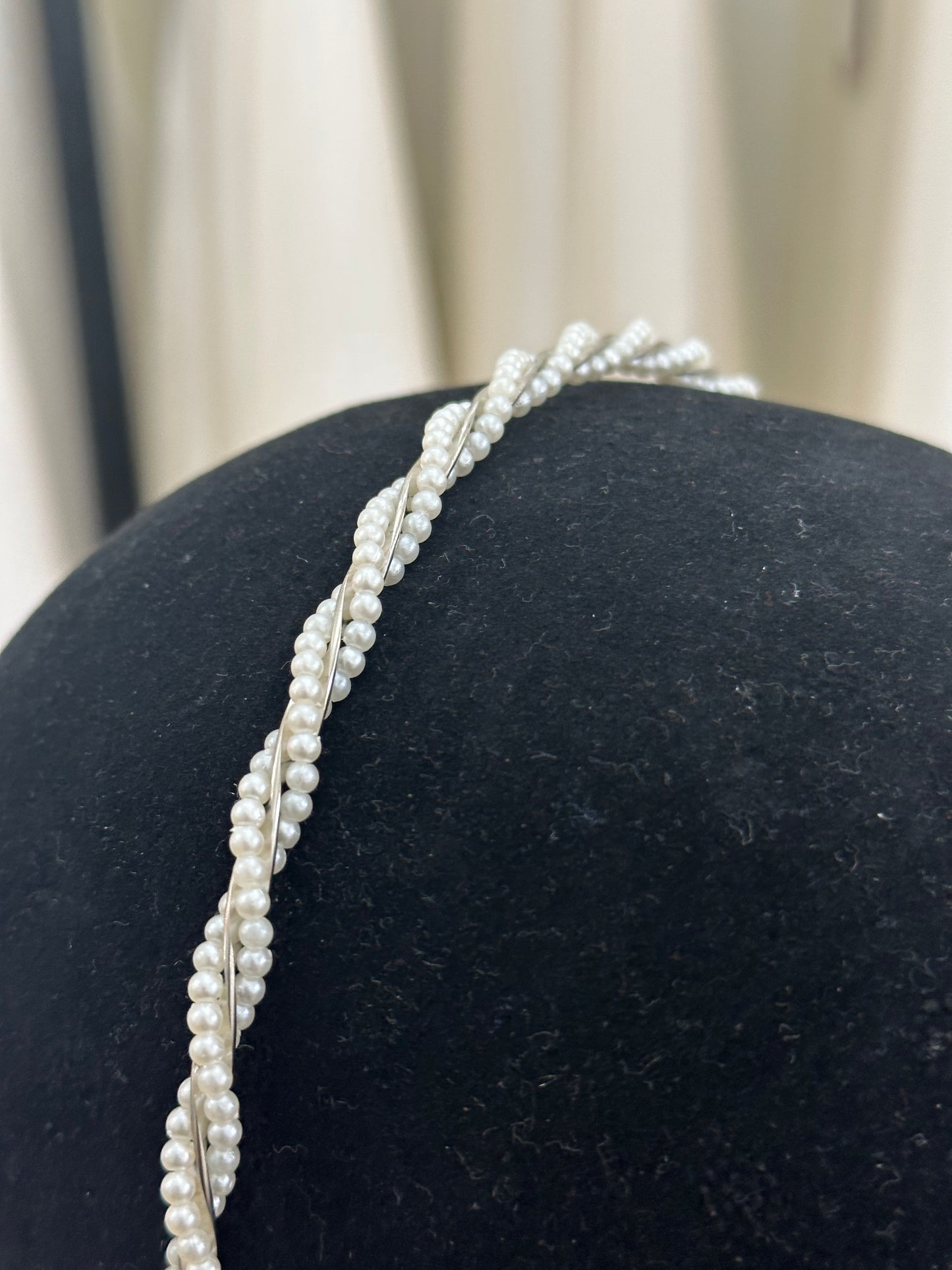 Silver Pearl Twist Hairband