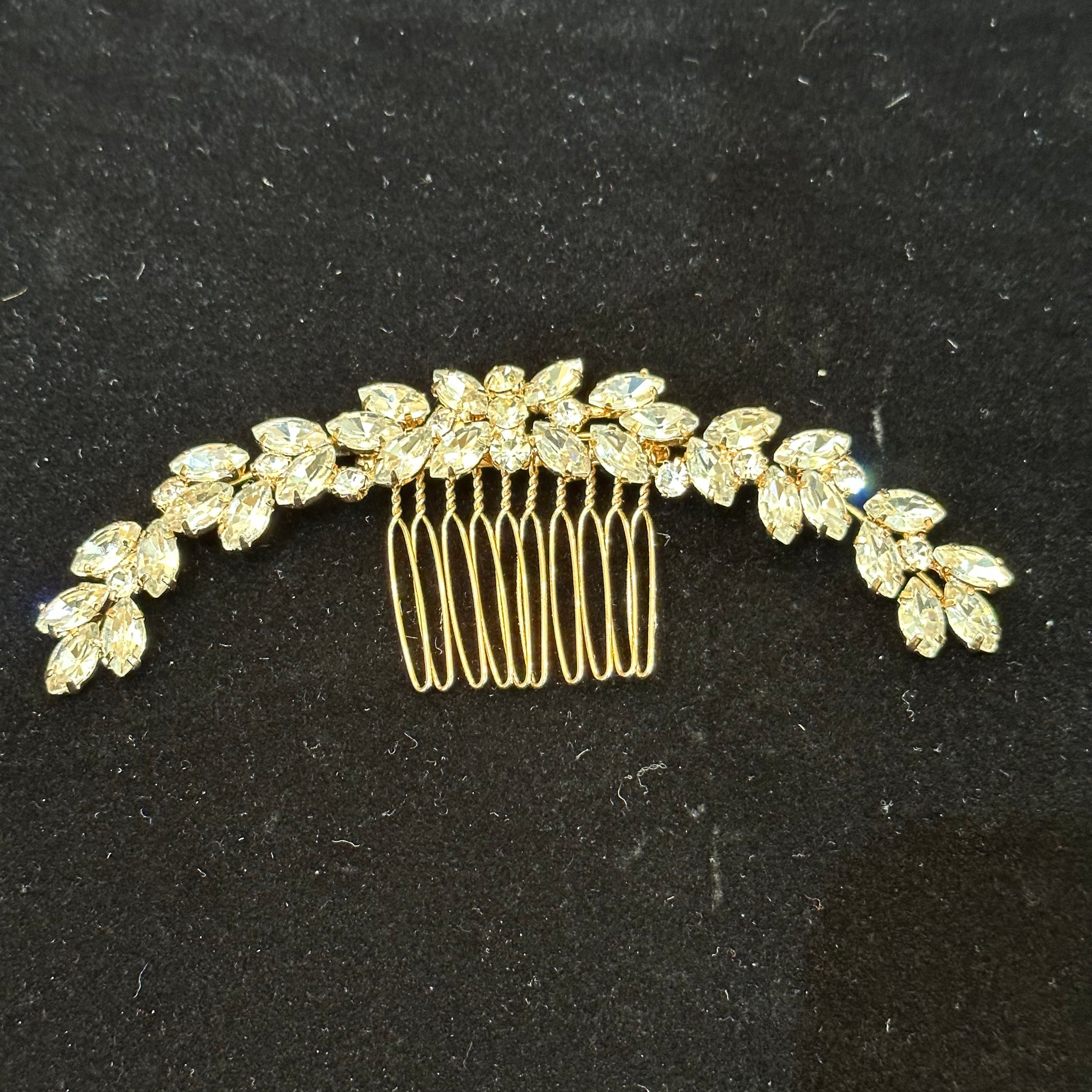 Curved Rose Gold Crystal Hair Comb