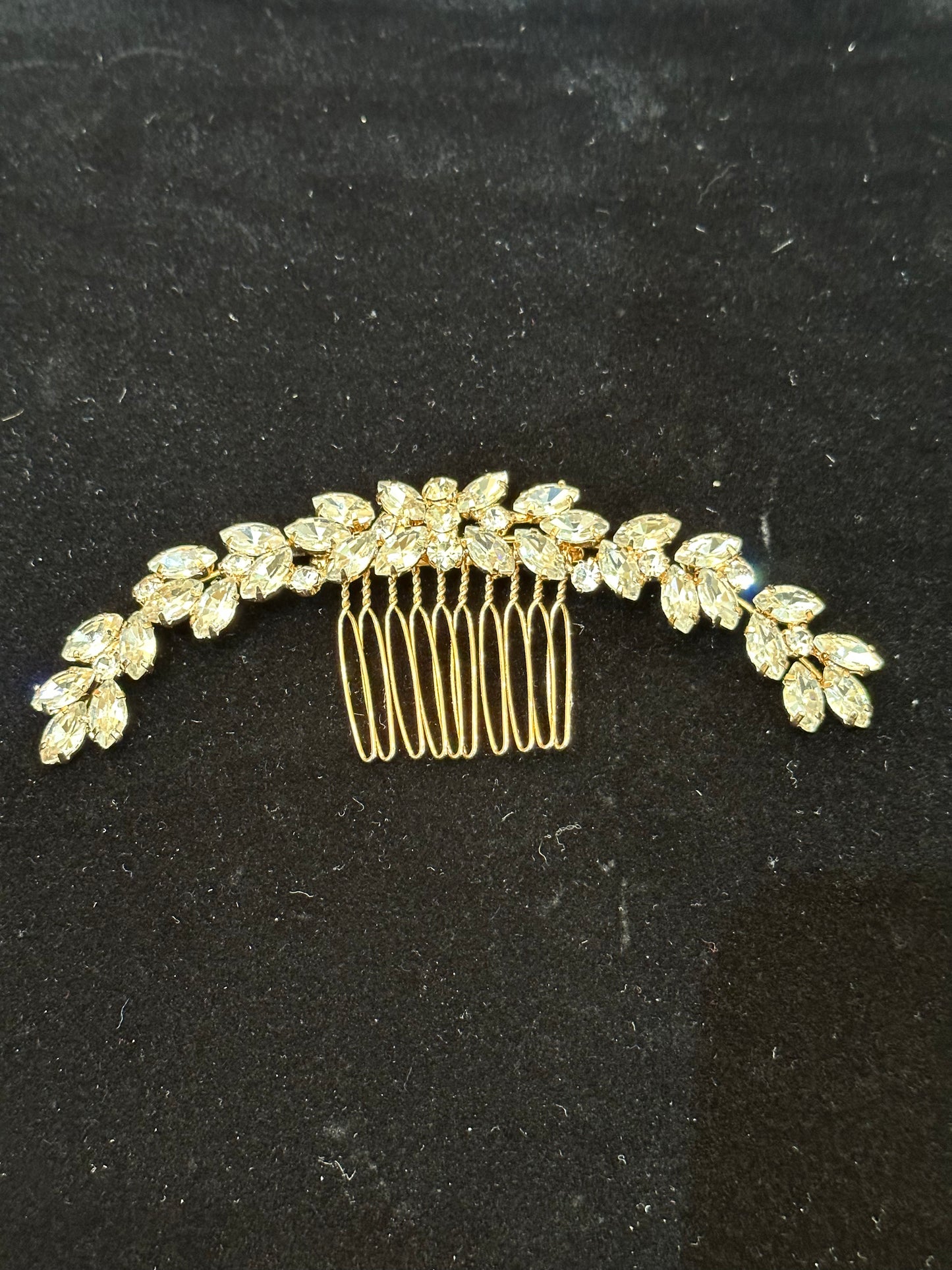 Curved Rose Gold Crystal Hair Comb