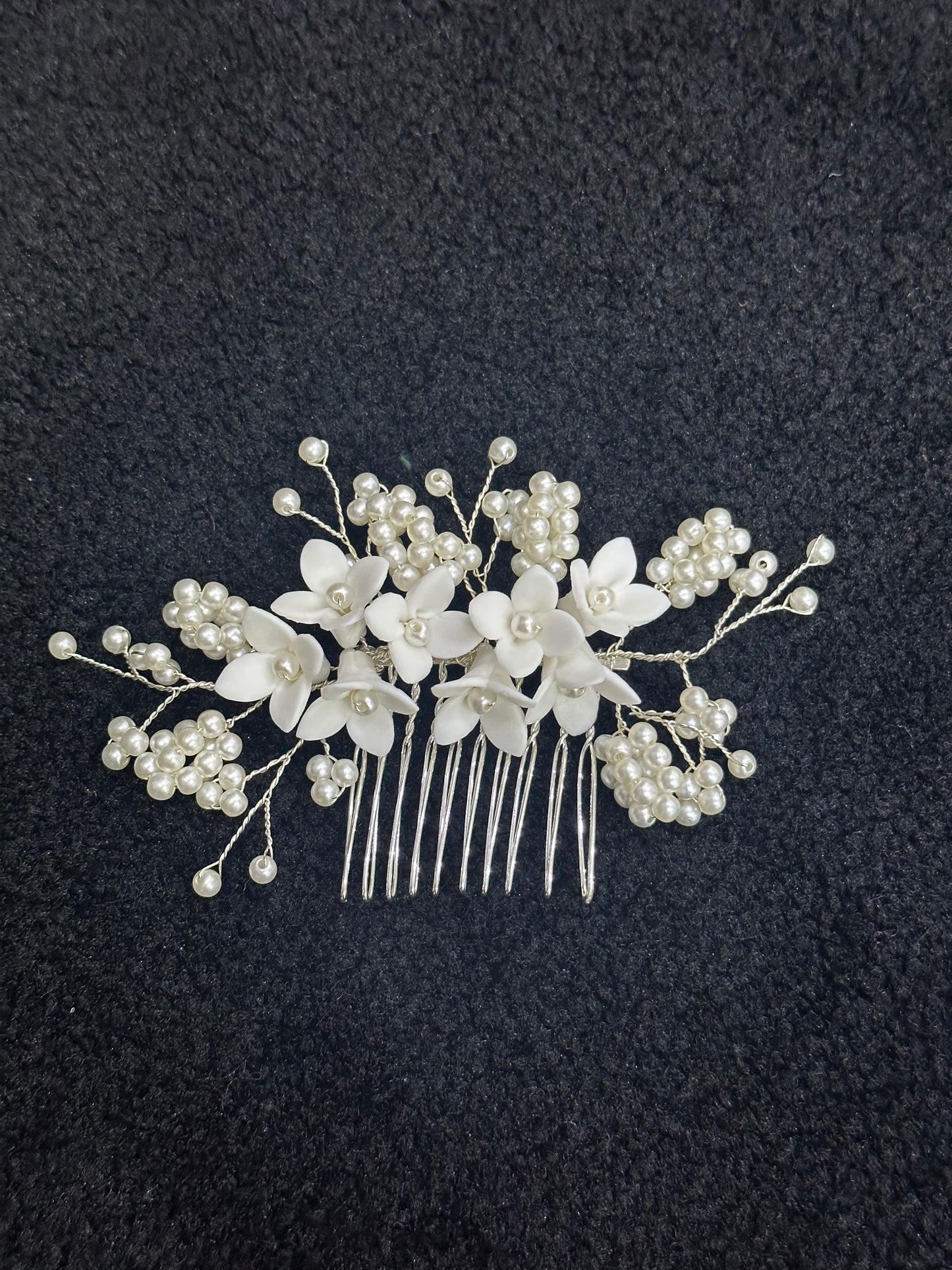 Flower and Pearls Hair Comb