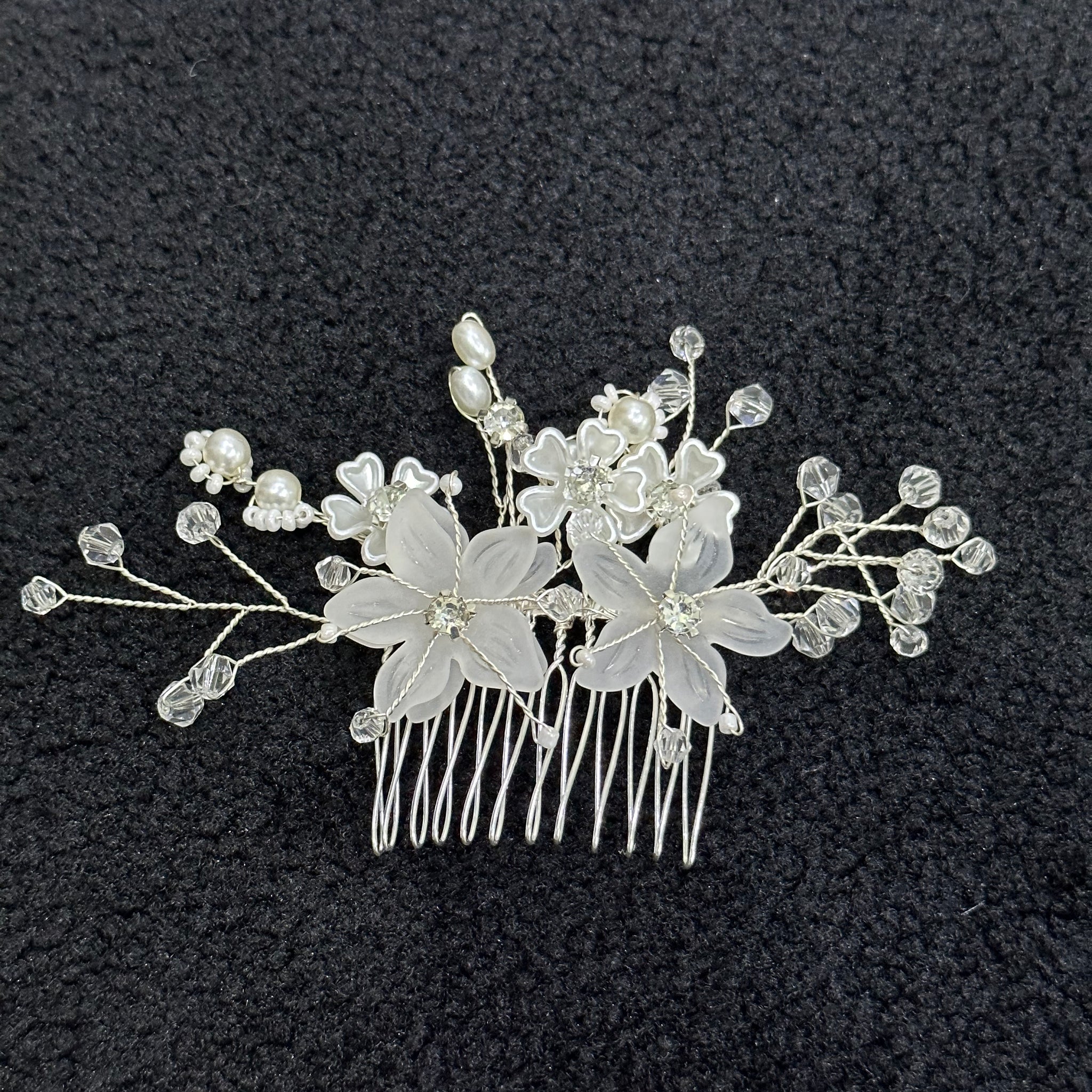 Beaded Flower Hair Comb