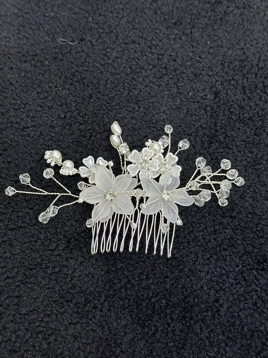 Beaded Flower Hair Comb