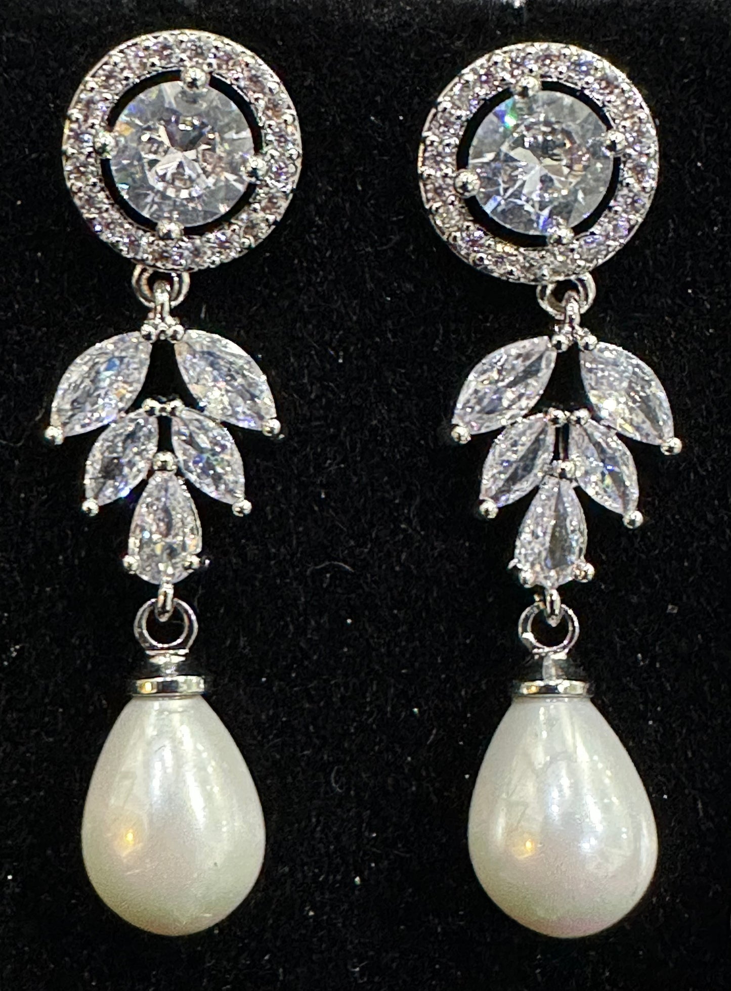 Crystal and Pearl Drop Earrings