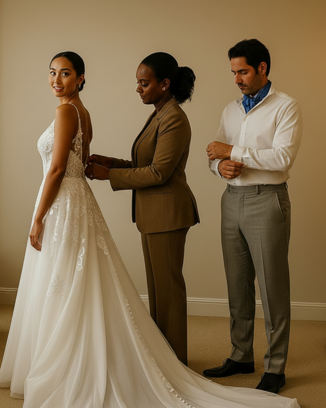 WEDDING DAY BRIDAL DRESSER - BRIDE & GROOM