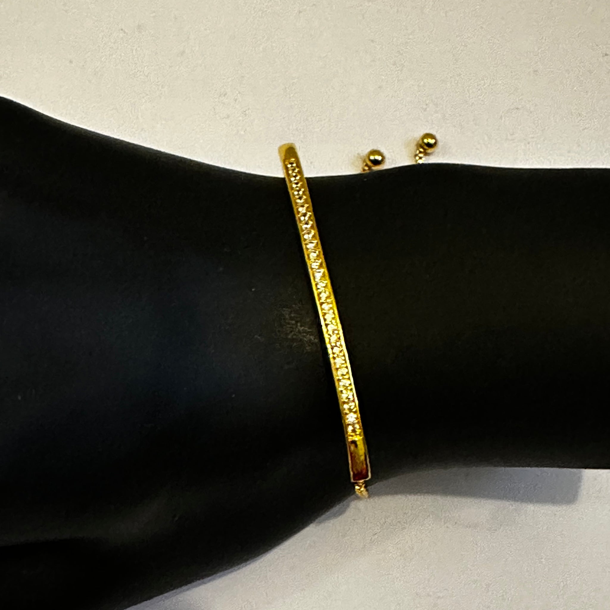 Gold Adjustable Cubic Zirconia Bangle