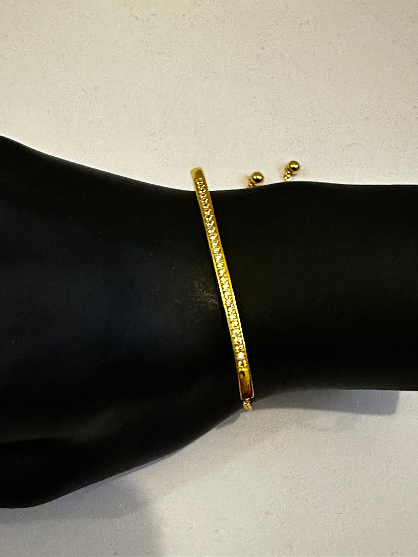 Gold Adjustable Cubic Zirconia Bangle