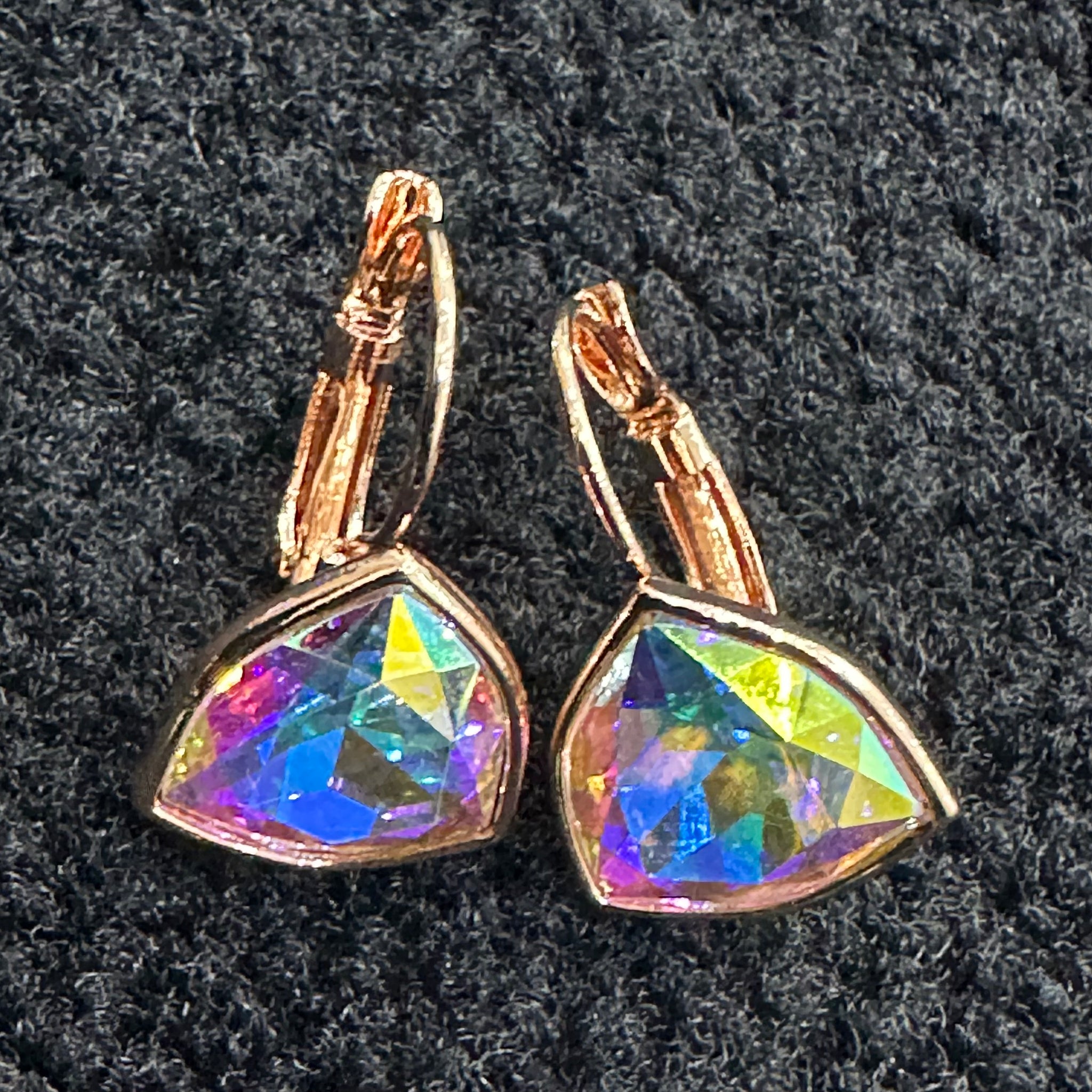 Crystal AB Triangle Earrings