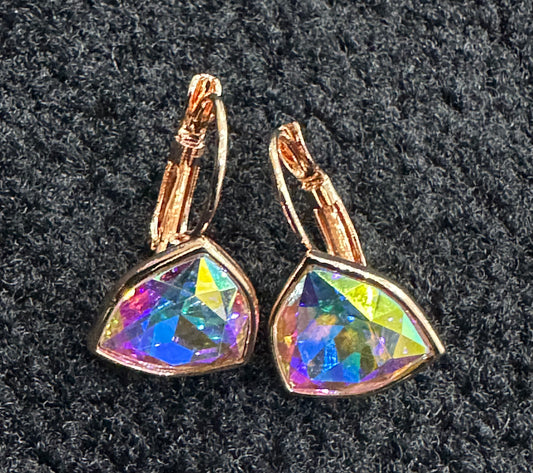 Crystal AB Triangle Earrings