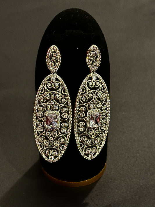 Large Ornate Crystal Earrings
